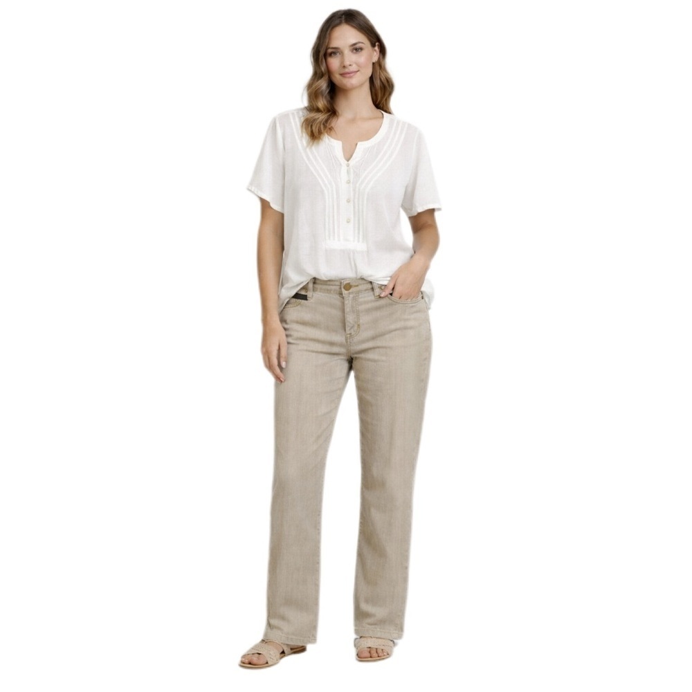 Chico's So Slimming Beige Stripe Midrise Jeans Size 2 (L/12)​Fits Like a Size 16